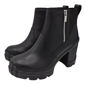 Sorel Womens Size 9.5 Caribou X Heel Black Leather Zip Chelsea Boots Shoes